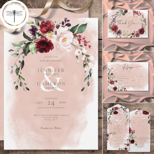 Reserve A Data Casamento Rustic Burgundy & Blush Pink Roses