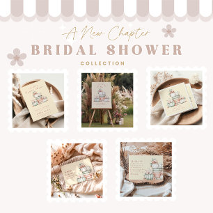 Convites Um novo capítulo começa chá de panela livro azul