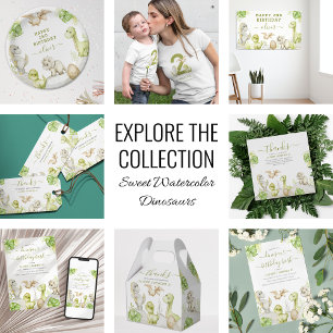 Convites Kids Watercolor Festa de aniversário do Dinossauro