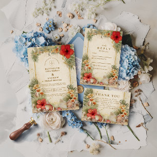 Cartão De Agradecimento Casamento Botânico Tropical Elegante