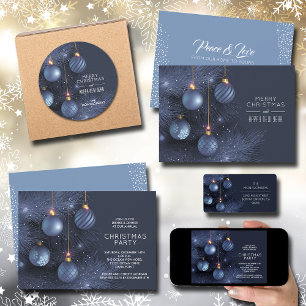 Cartão De Festividades Enfeites de natal azuis