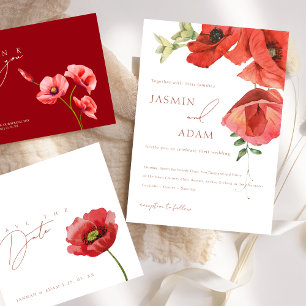Reserve A Data Casamento Floral De Crimson Red Poppies Salvar A D