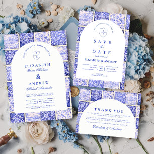 Convites Pedaço de Porcelana Delft Azul Colcha de Retalhos 