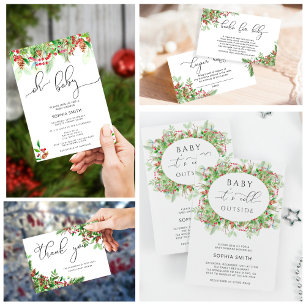 Convites Watercolor Oh Baby Christmas chá de fraldas