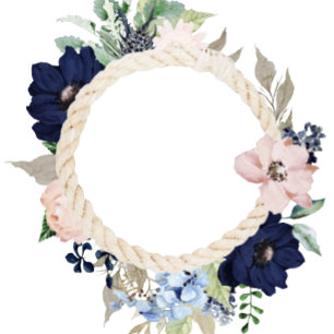 Convites Casamento Rosa-Blush do Marinho de Blooms Náuticos