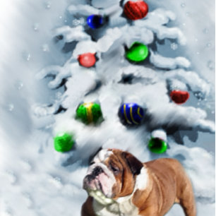 Cartão De Festividades Presentes de Natal para Bulldog Inglês