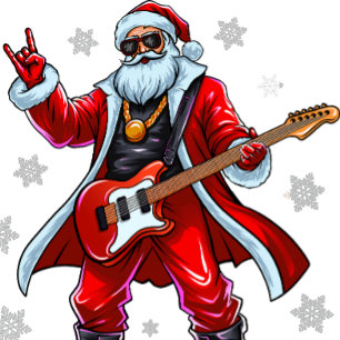 Cartão De Festividades Papais noeis Rocks! Engraçado Papai Noel tocando v