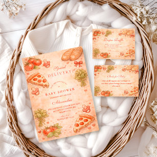 Convites Chá de Bebê de Pizza Doce