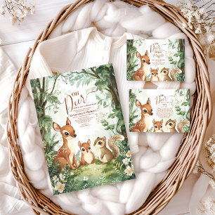 Cartão De Informações Watercolor Woodland Oh Deer Books para Bebê