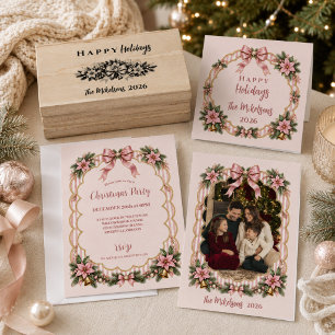 Adesivo Elegante Coquette de Natal Rosa Natalino