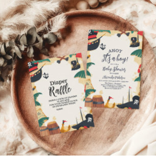 Convites Náutica Pirata Navio Ahoy É um Chá de fraldas