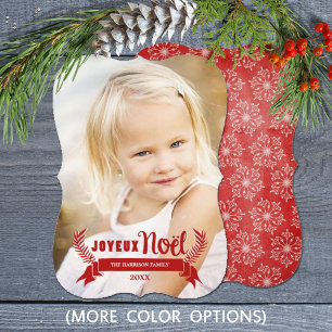 Cartão De Festividades Elegante Joyeux Noel Rustic Snowflakes Foto Black