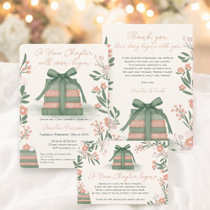 Cartão De Informações Chá de fraldas de Livros do Novo Capítulo do Whims