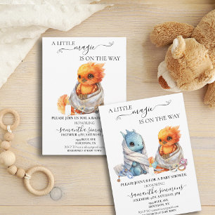 Convites Chá de fraldas de mitologia mágica gêmeas do dragã