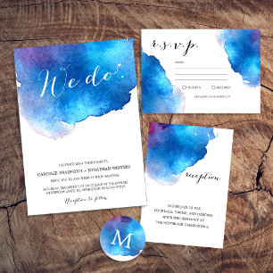 Etiqueta Para Presente Casamento azul da aguarela do respingo