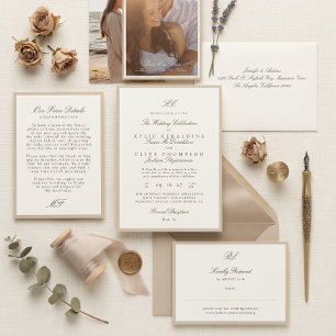 Cartão De Informações Detalhes do Casamento Champagne Taupe