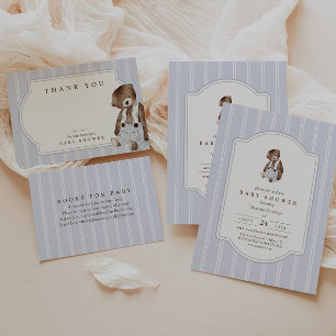 Convites Chá de Bebê do Ursinho Teddy Vintage Listrado