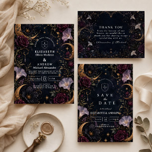 Cartão RSVP Casamento Celestial Sombrio e Temperamental