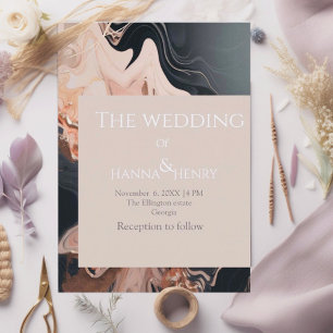 Convite de textura Black Modern Marble