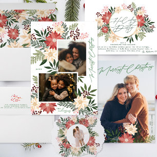 Convites Esplendor de Poinsettia Wreath do Partido Feriado 