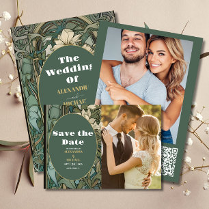 Flyer Vintage Floral Art Nouveau Casamento