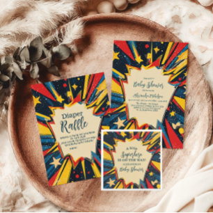 Cartão De Informações Vintage Comic Book Boy Diapper Raffle Chá de frald