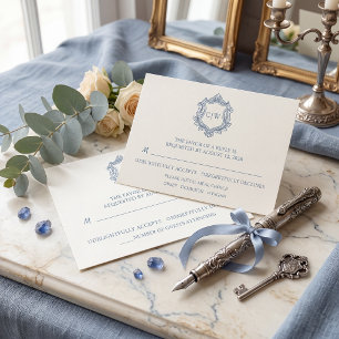 Rótulo De Garrafa De Cerveja Escudo Barroco em Azul Po dusty Elegante Casamento