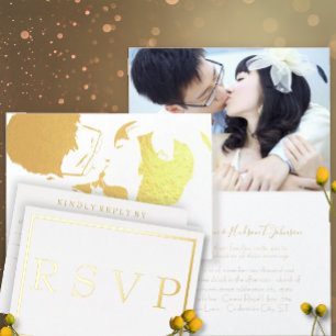 Convites Casamento de espirais Dourado e preto monograma