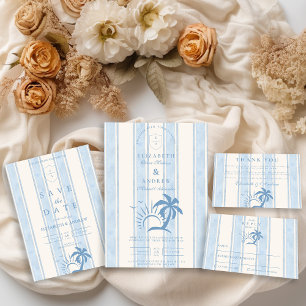 Cartão De Agradecimento Casamento de palmeiras desenhadas à mão náutica