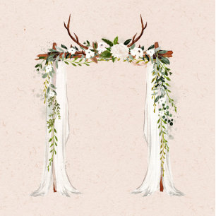 Convites Boho Deer Antlers Casamento Russo da Cobra Branca