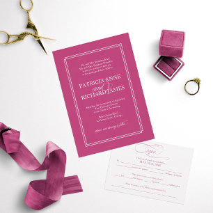 Convites Casamento Formal Simples Elegante Rosa Cassis