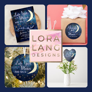 À Lua e às traseiras Obrigado Cartões