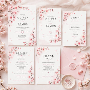 Convite de Casamento Elegância Flor de Cerejeira