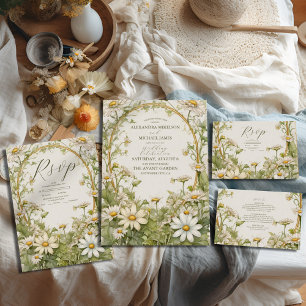Convites Vintage Daisy Wedding Art Nouveau