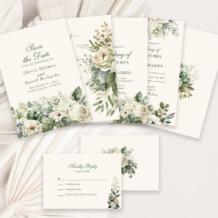 Menu Casamento Boho Sage Green e Ivory Flowers