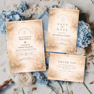 Reserve A Data Jardim Vintage Floral Antigo Casamento