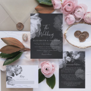 Casamento Floral de Vintagem Antiquada B&W de Orça