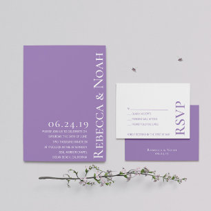 Convites Casamento de Texto de Lavanda Elegante Minimalista