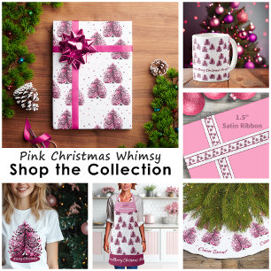 Camiseta Árvore branca de Natal rosa feliz Nouveau