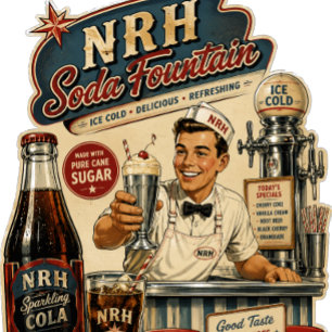 Camiseta Fonte de Soda NRH Vintage Anos 50 Frente e Verso M