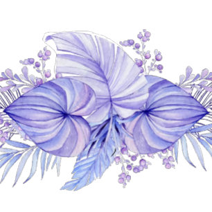 Convites Casamento de Folhas Azuis Roxais Tropicais