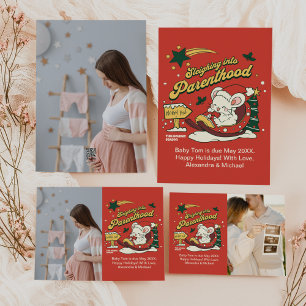 Etiqueta Para Presente Anúncio de Gravidez no Natal Moderno