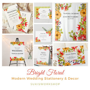 Adesivo Modern Bright Floral Obrigado Favor De Casamento
