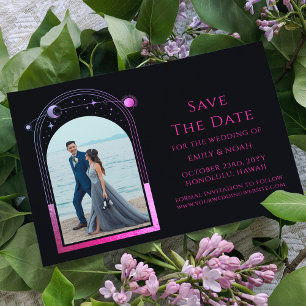 Convites Chá de panela Celestial Roxo-Preto Místico