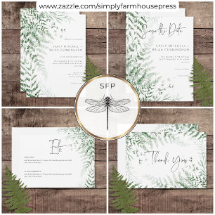 Convite para Casamento de Delicado Greenery Ferns