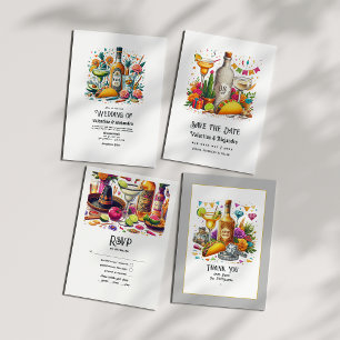 Cartão RSVP Tacos e Tequila Fiesta Wedding