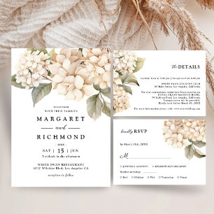 Cartão De Agradecimento Hydrangea Elegant White Floral Casamento Obrigado