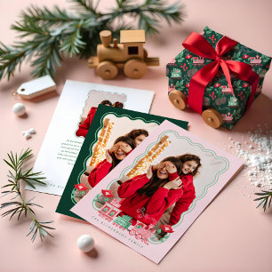 Cartão De Festividades Destaques do final do ano Trem de vinheta e rastre