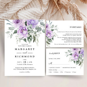 Adesivo Dusty Purple Rustic Floral Casamento