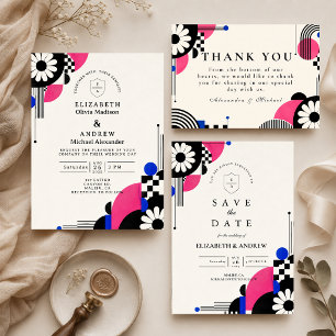 Convites Casamento Romântico Retro dos Anos 60